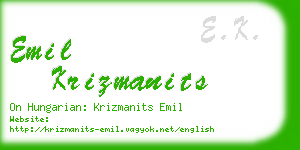 emil krizmanits business card